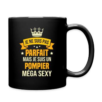Je suis un pompier méga sexy, Cadeau pompier - Mug uni - noir - Droite