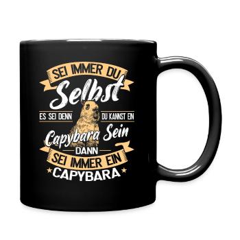 Capybara Wasserschwein Nagetier - Tasse einfarbig - Schwarz - Rechts