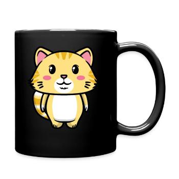 Orange Katze Kawaii Emoticons Aesthetic - Tasse einfarbig - Schwarz - Rechts