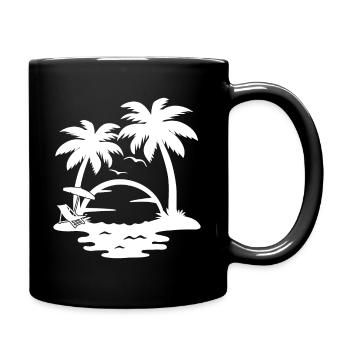 Palmen - Tasse einfarbig - Schwarz - Rechts