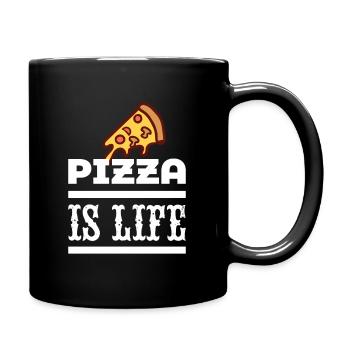 pizza is life - Tasse einfarbig - Schwarz - Rechts