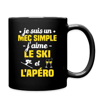 Je suis un mec simple j'aime le ski et l'apéro - Mug uni - noir - Droite