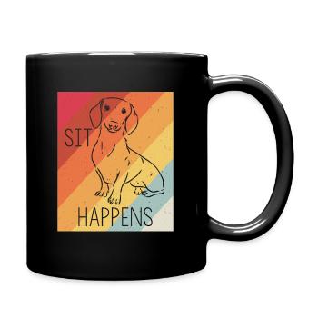 Dachshund Dackel Rauhaardackel Sit Happens Hundeli - Tasse einfarbig - Schwarz - Rechts