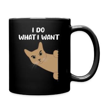 Katze Freches Kätzchen Lustiger Spruch Geschenk - Tasse einfarbig - Schwarz - Rechts
