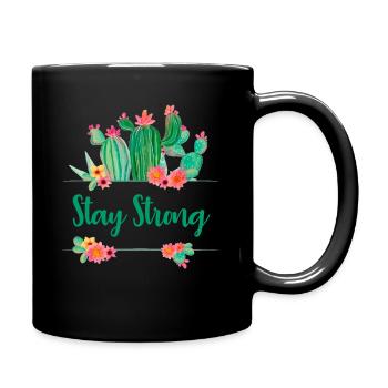 Stay Strong Cute Cactus Flower - Full Colour Mug - black - Right
