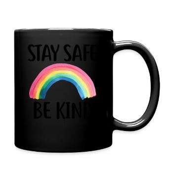 Stay Safe Be Kind Rainbow Kids Women's Fun - Full Colour Mug - black - Right