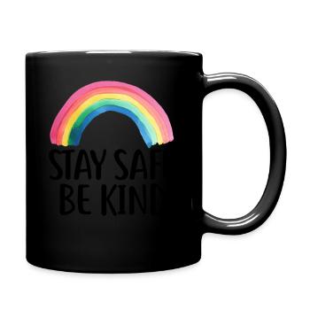 Stay Safe Be Kind Rainbow Women's Nurse - Full Colour Mug - black - Right