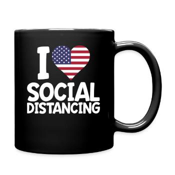 I Love Social Distancing USA Flag - Full Colour Mug - black - Right