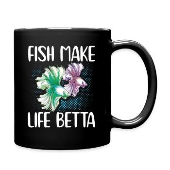 Fish Make Life Betta Siamese Fighting Fish - Mug uni - noir - Droite