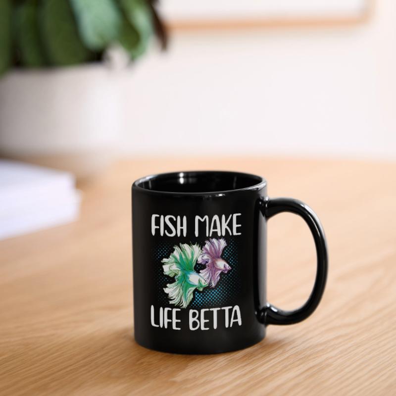 Fish Make Life Betta Siamese Fighting Fish Tasse einfarbig