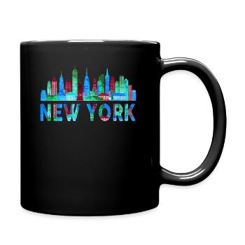 New York Skyline Heartbeat Statue of Liberty - Full Colour Mug - black - Right