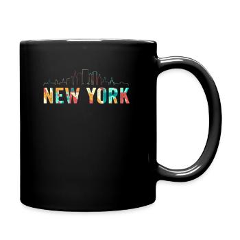 New York Skyline Heartbeat Statue of Liberty - Full Colour Mug - black - Right
