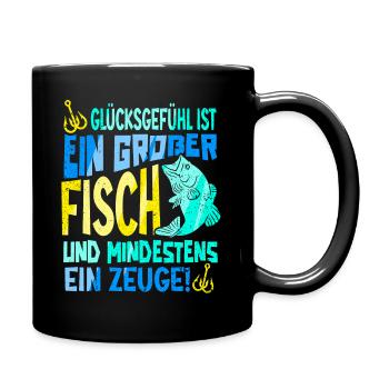 Glücksgefühl Ist Ein Großer Fisch Angeln - Tasse einfarbig - Schwarz - Rechts