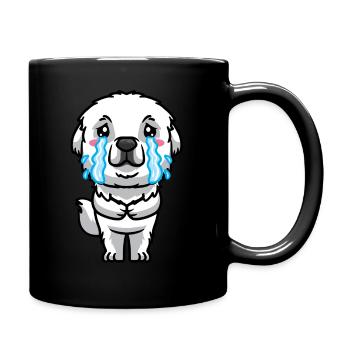 Pyrenean Mountain Dog Dog Sad Crying - Full Colour Mug - black - Right