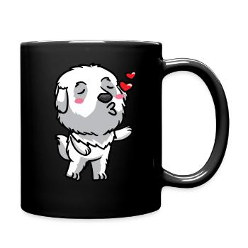 Pyrenean Mountain Dog Kisses - Full Colour Mug - black - Right