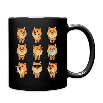 Zwergspitz Chien Émoticône de Poméranie - Mug uni - noir - Droite
