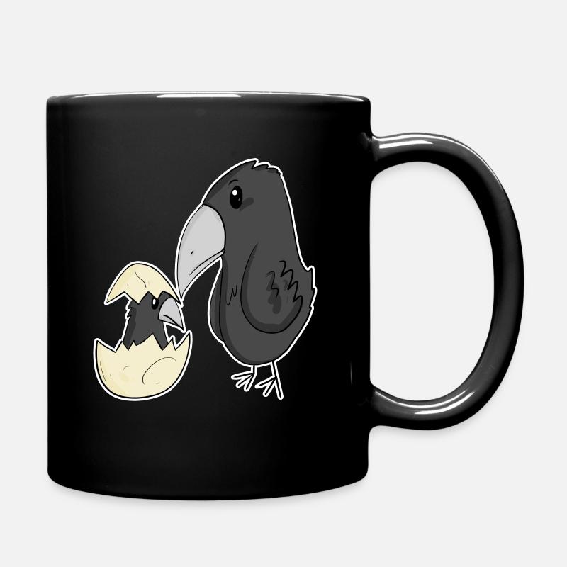 Krähe mit Baby Krähe - Tasse einfarbig - Schwarz