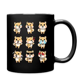 Émotique de chien Shiba - Mug uni - noir - Droite