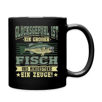 Glücksgefühl Ist Ein Großer Fisch Angeln - Tasse einfarbig - Schwarz - Rechts