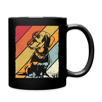 Dackel Dackelhund Hunde Silhouette Retro Vintage G - Tasse einfarbig - Schwarz - Rechts