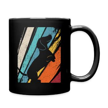 Dackel Dackelhund Hunde Silhouette Retro Vintage G - Tasse einfarbig - Schwarz - Rechts