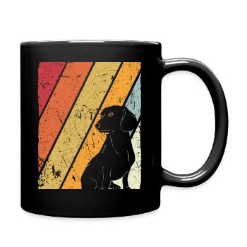 Dackel Dackelhund Hunde Silhouette Retro Vintage G - Tasse einfarbig - Schwarz - Rechts