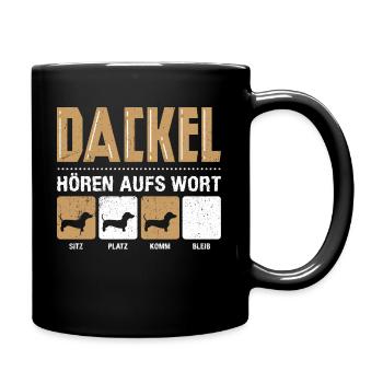 Dackel hören aufs Wort Lutsiges Dachshund & Dackel - Tasse einfarbig - Schwarz - Rechts