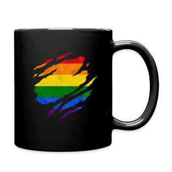 DRAPEAU ARC-EN-CIEL QUEER LOVE LGBTQ+ GAY PRIDE - Mug uni - noir - Droite