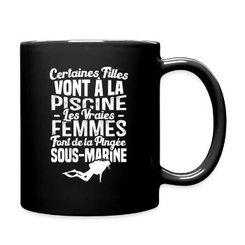 Les vraies femmes font de la plongée sous marine - Mug uni - noir - Droite