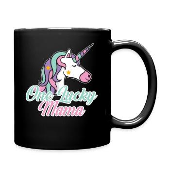 Einhorn Mama Muttertag - Tasse einfarbig - Schwarz - Rechts