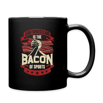 Armwrestling Bacon Armwrestler Geschenk - Tasse einfarbig - Schwarz - Rechts