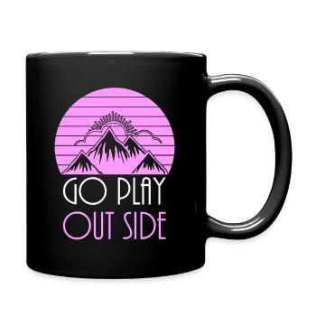 Wandern Berg Motiv Spruch Geschenk - Tasse einfarbig - Schwarz - Rechts