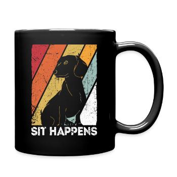Dachshund Dackel Rauhaardackel Sit Happens Hundeli - Tasse einfarbig - Schwarz - Rechts