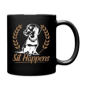 Dachshund Dackel Rauhaardackel Sit Happens Hundeli - Tasse einfarbig - Schwarz - Rechts
