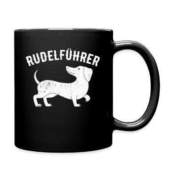 Dachshund Dackel Rauhaardackel Rudelführer Hundeli - Tasse einfarbig - Schwarz - Rechts