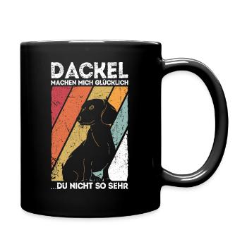 Dackel machen mich Glücklich Dackel Dachshund Spru - Tasse einfarbig - Schwarz - Rechts