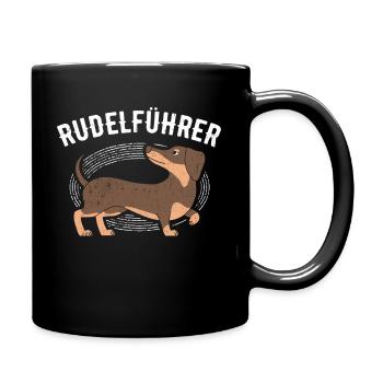 Dachshund Dackel Rauhaardackel Rudelführer Hundeli - Tasse einfarbig - Schwarz - Rechts