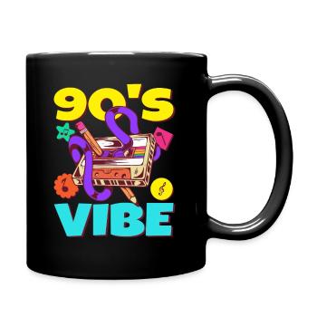 90er Jahre Outfit Party Motto Kassette 90's Vibe - Tasse einfarbig - Schwarz - Rechts