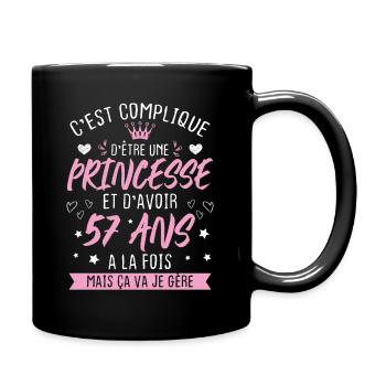 Une princesse et d'avoir 57 ans, Cadeau 57 ans - Mug uni - noir - Droite