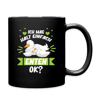 Ente Geschenk - Ich mag halt einfach Enten Ok? - Tasse einfarbig - Schwarz - Rechts