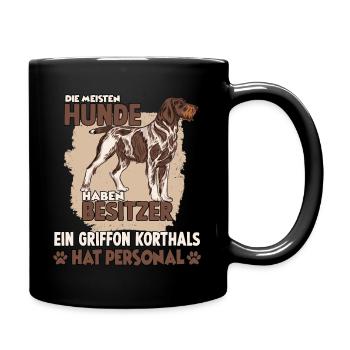 Griffon Korthals Hundebesitzer lustiges Hund Gassi - Tasse einfarbig - Schwarz - Rechts