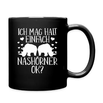Nashorn Nashörner - Ich mag halt einfach Nashörner - Tasse einfarbig - Schwarz - Rechts