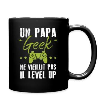 Un papa geek ne vieillit pas il level up - Mug uni - noir - Droite