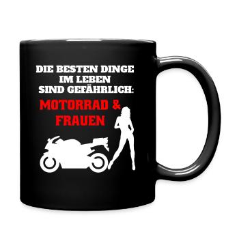 Motorrad Motiv für Biker mit Spruch - lustig - Tasse einfarbig - Schwarz - Rechts