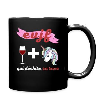 EVJF qui déchire sa race licorne et vin rouge - Mug uni - noir - Droite