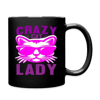 crazy cat lady - Tasse einfarbig - Schwarz - Rechts