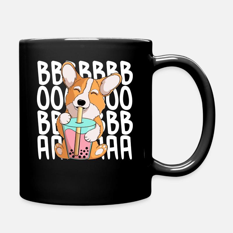 mignon kawaii corgi boire du thé boba - Mug uni - noir