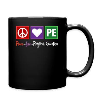PE Teacher Peace Love Physical Education - Full Colour Mug - black - Right