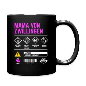 Mama von Zwillingen Gebrauchsanweisung Zwillinge - Tasse einfarbig - Schwarz - Rechts