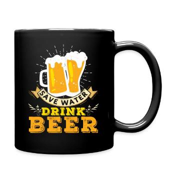 Wasser sparen Bier trinken - Tasse einfarbig - Schwarz - Rechts